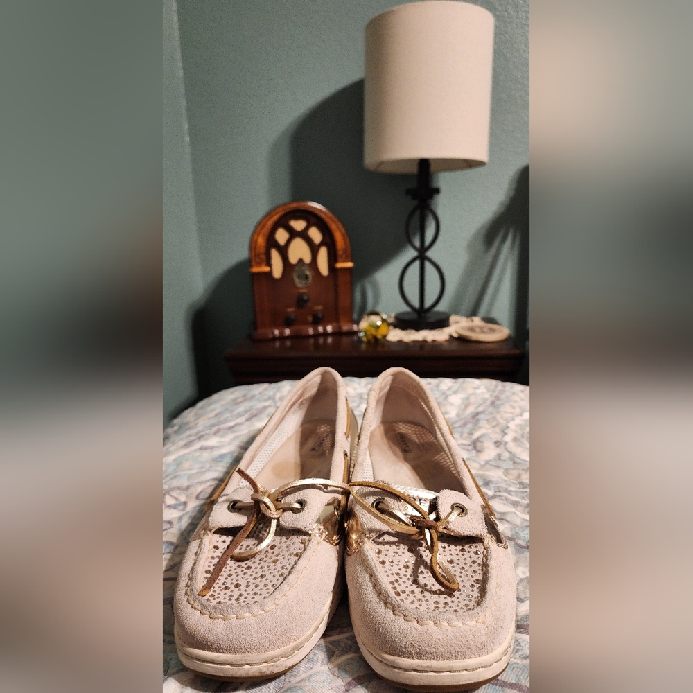 Sperry Top Sider Angelfish Gold Glitter Boat Shoes Women’s 9103003 Size 10